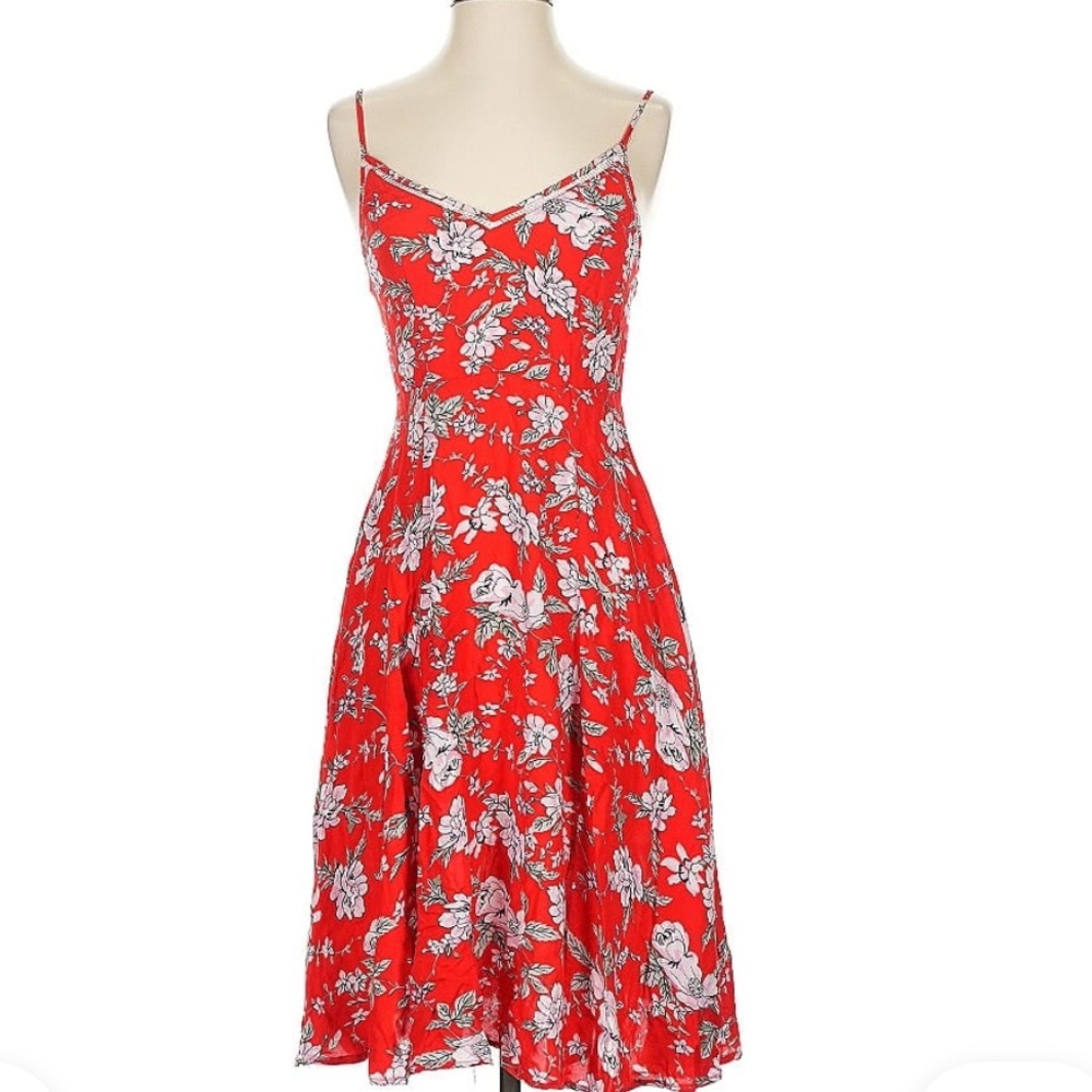 Lulus Esperanza Red Floral Print Midi Dress - Size L
